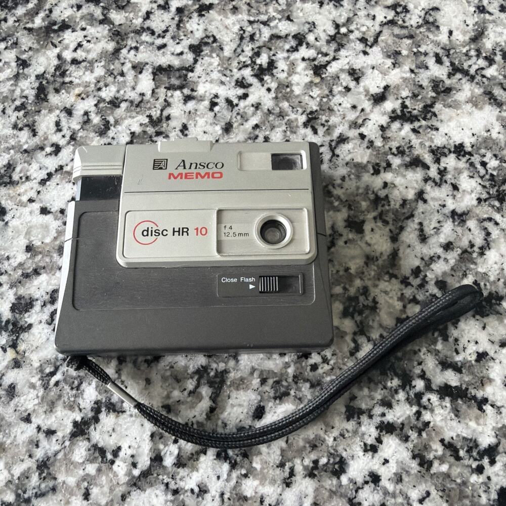 Ansco Memo Disc HR10 Camera Silver Vintage Disc Camera Hong Kong Untested